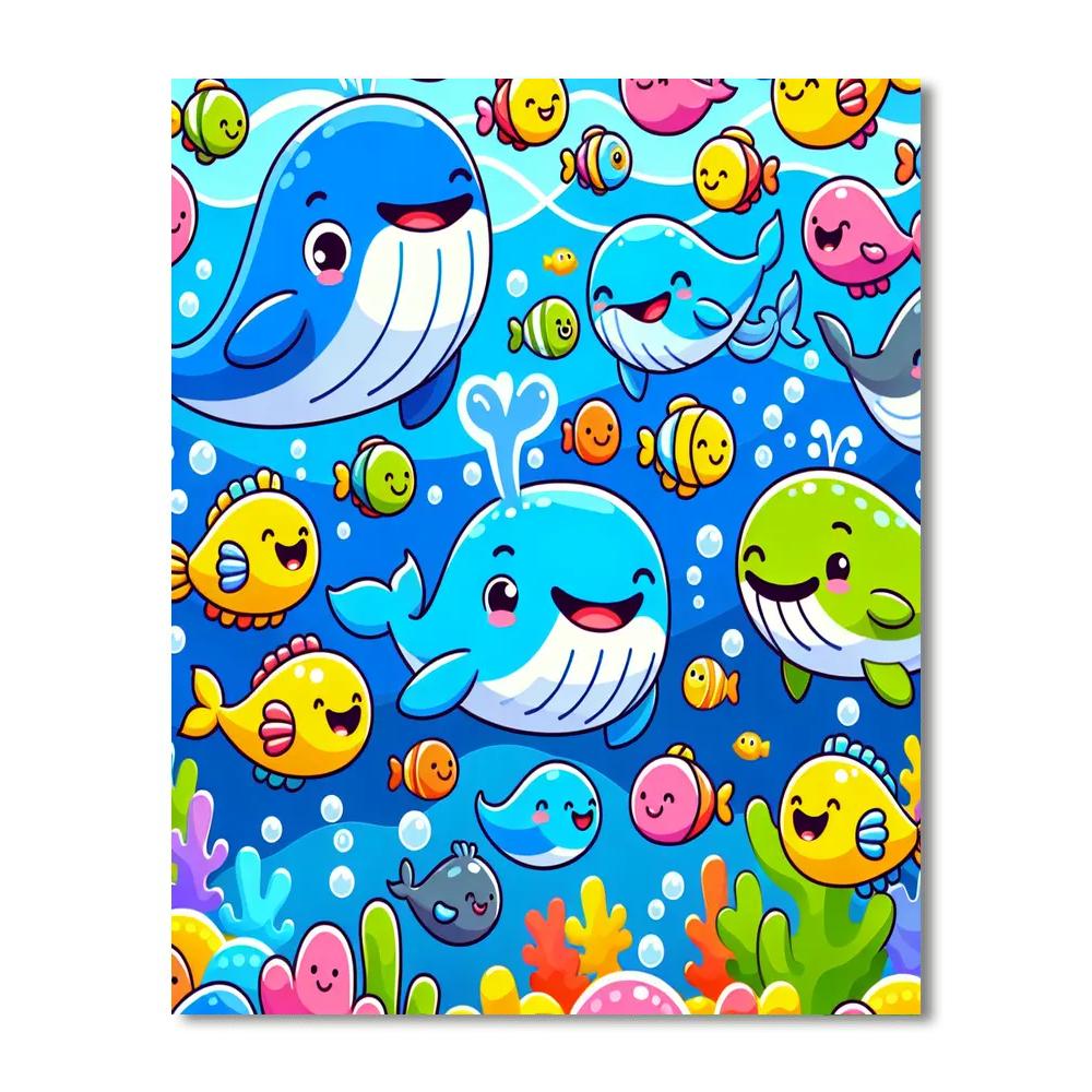 Charming Whales Painting Number Kit