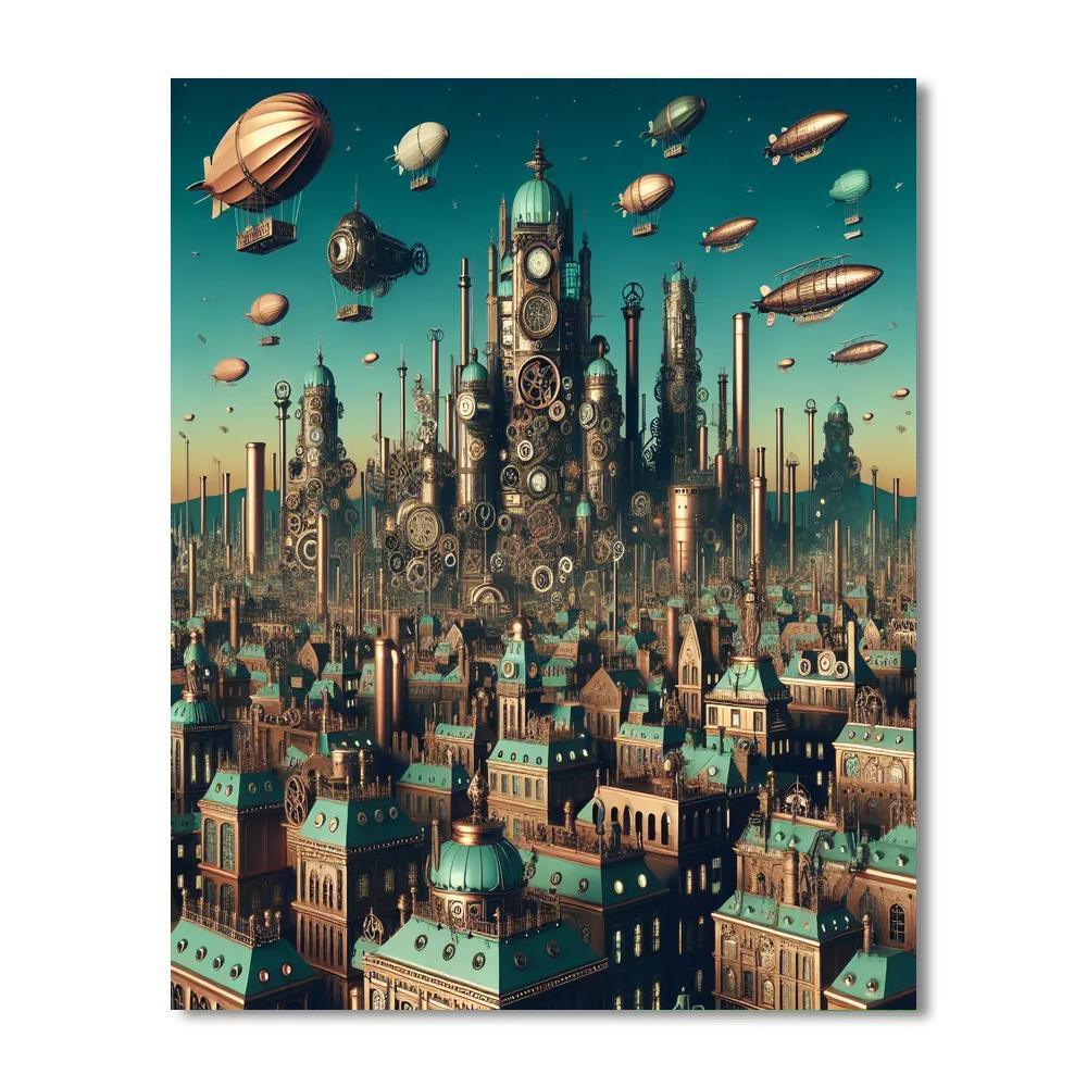 Eccentric Steampunk City Numbered Painting Kits