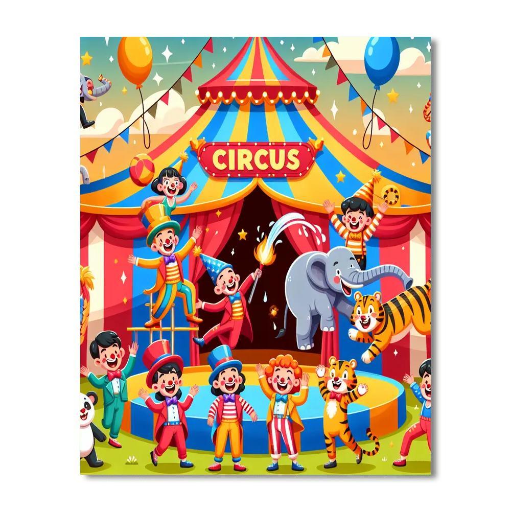 Funky Circus Fun Paint By Numbers Art