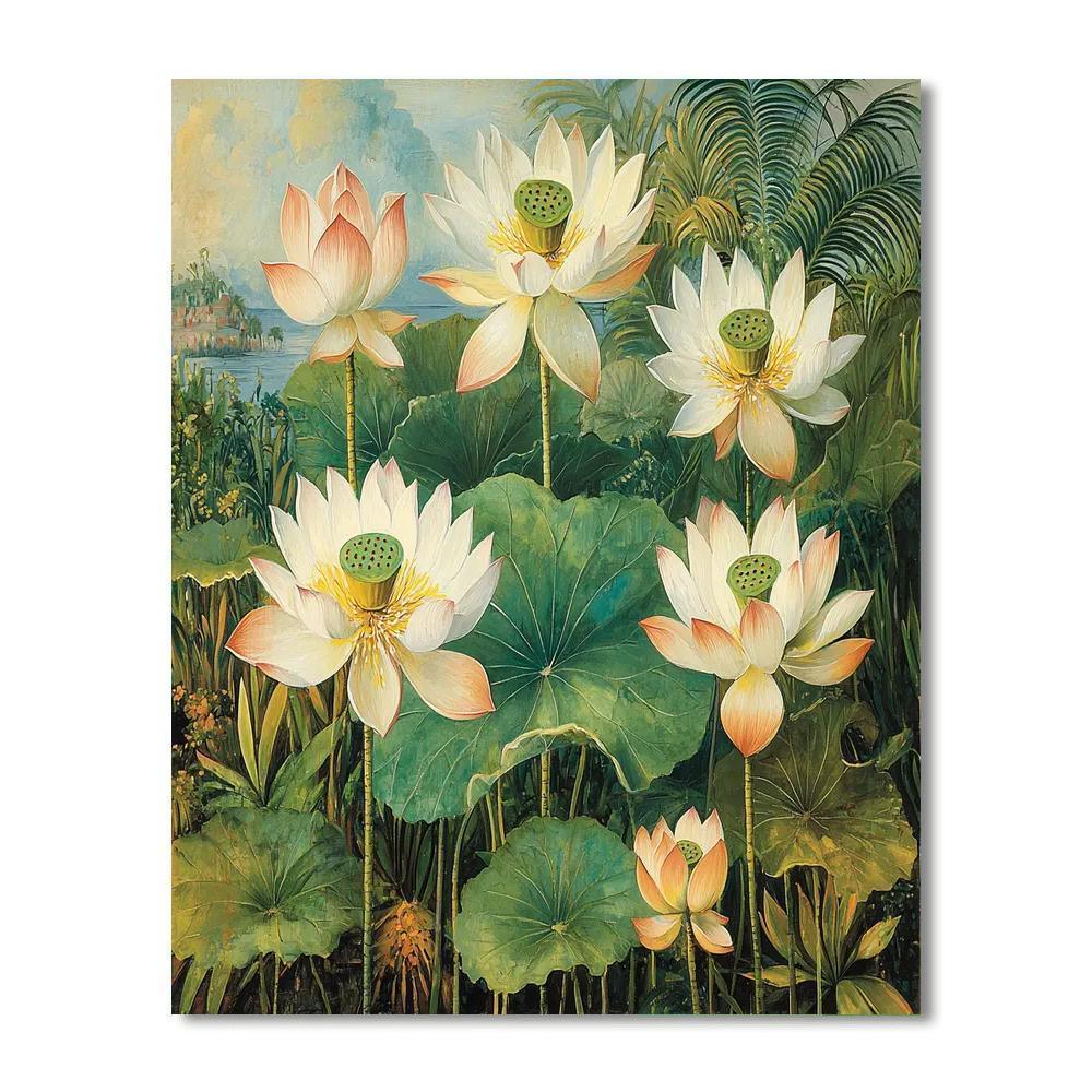 Nandalal Bose Inspired Lotus Blooming  Painting Number Kit