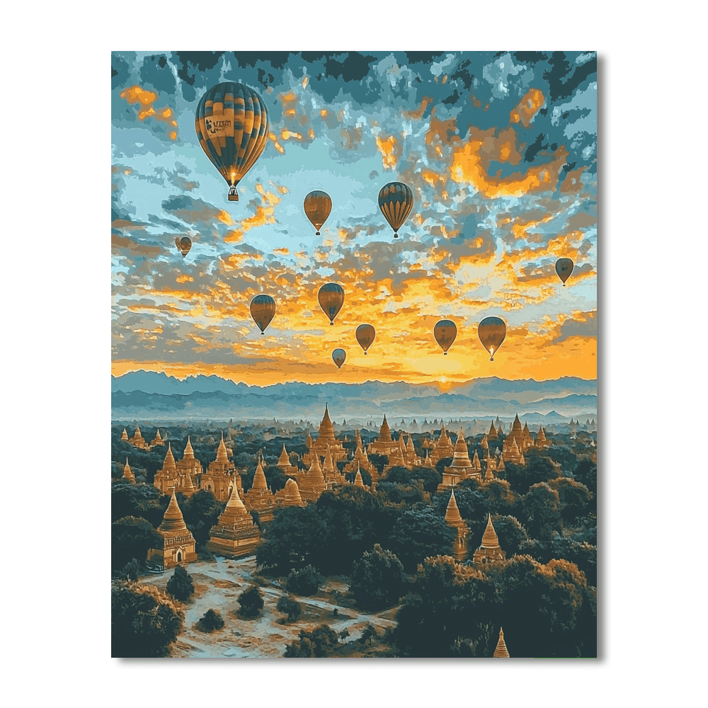 Bagan's Balloon Rides - Myanmar Numbered Painting Kits