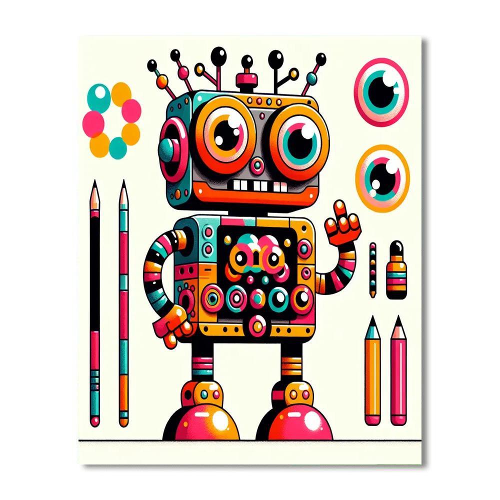 Wacky Robot Painting Number Kit