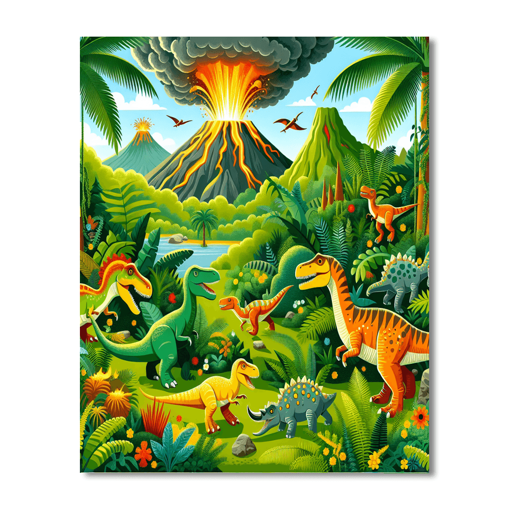 Adventurous Dino Expedition Paint By Numbers Art
