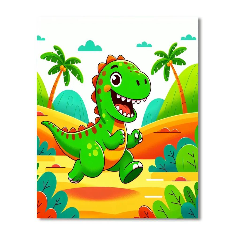Bouncing Dino Buddy DIY Paint By Numbers