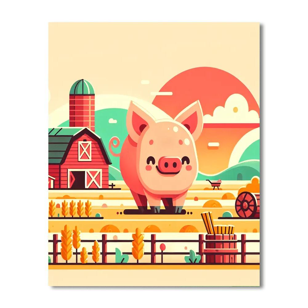 Jolly Farm Pig Numbered Painting Kits