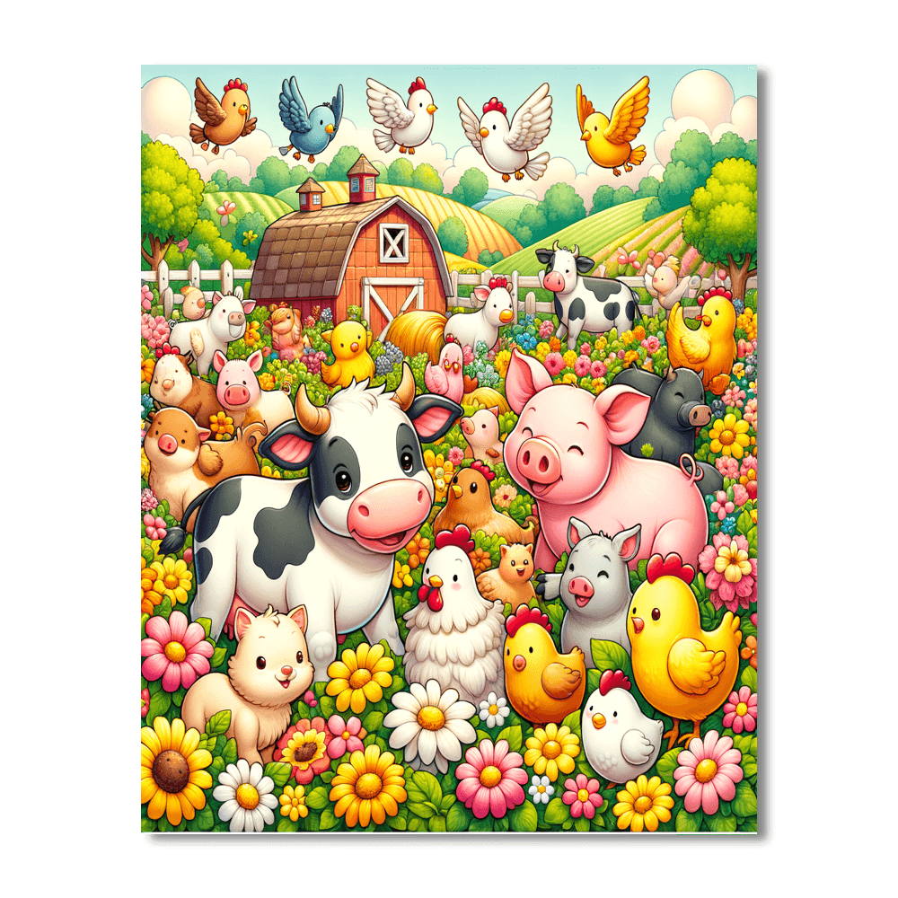 Joyful Farmyard Friends Painting Number Kit