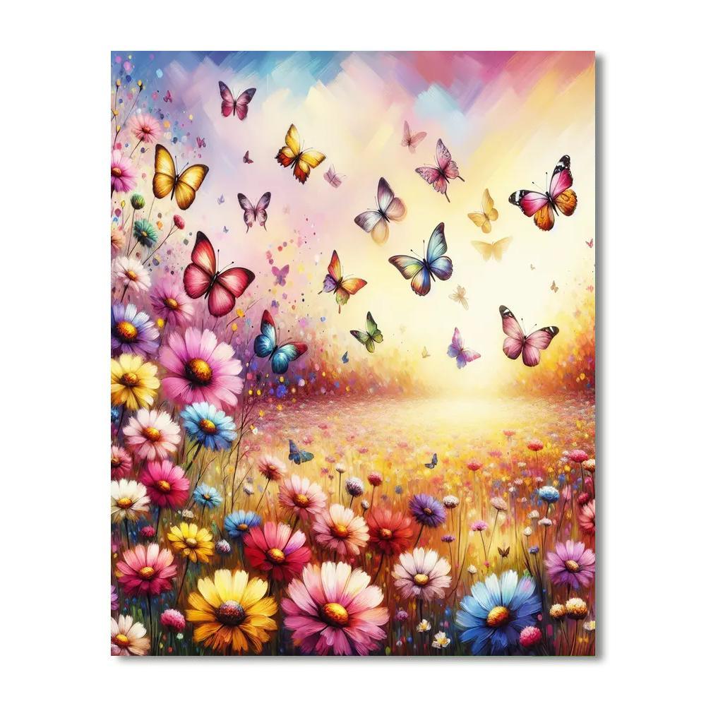 Colorful Butterfly Meadow Paint By Color