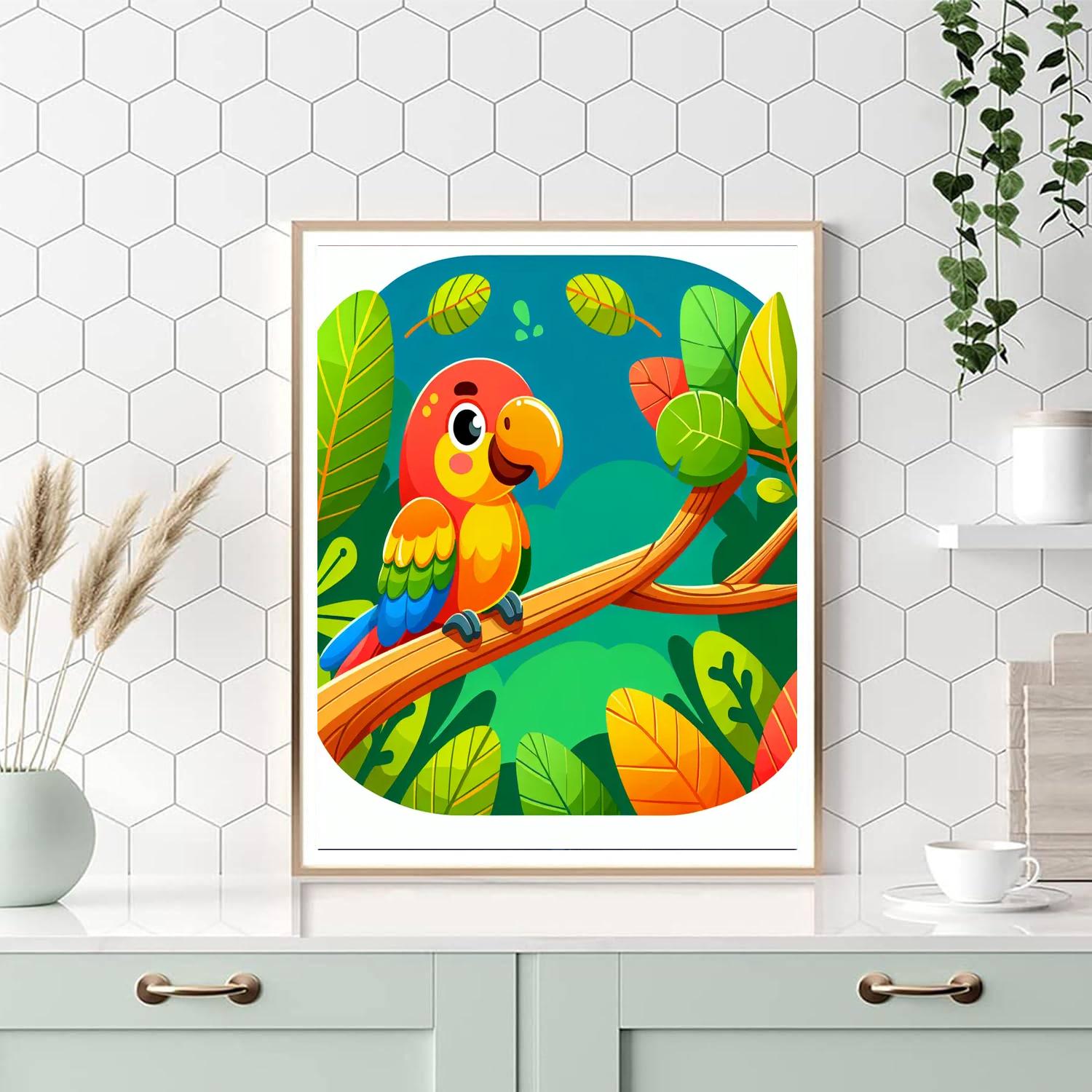Tropical Parrot Number Painting
