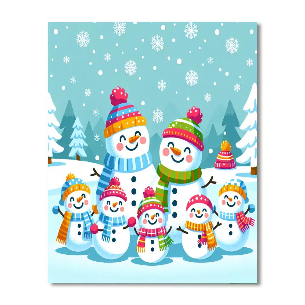 Merry Snowmen Family Painting By Numbers Kit
