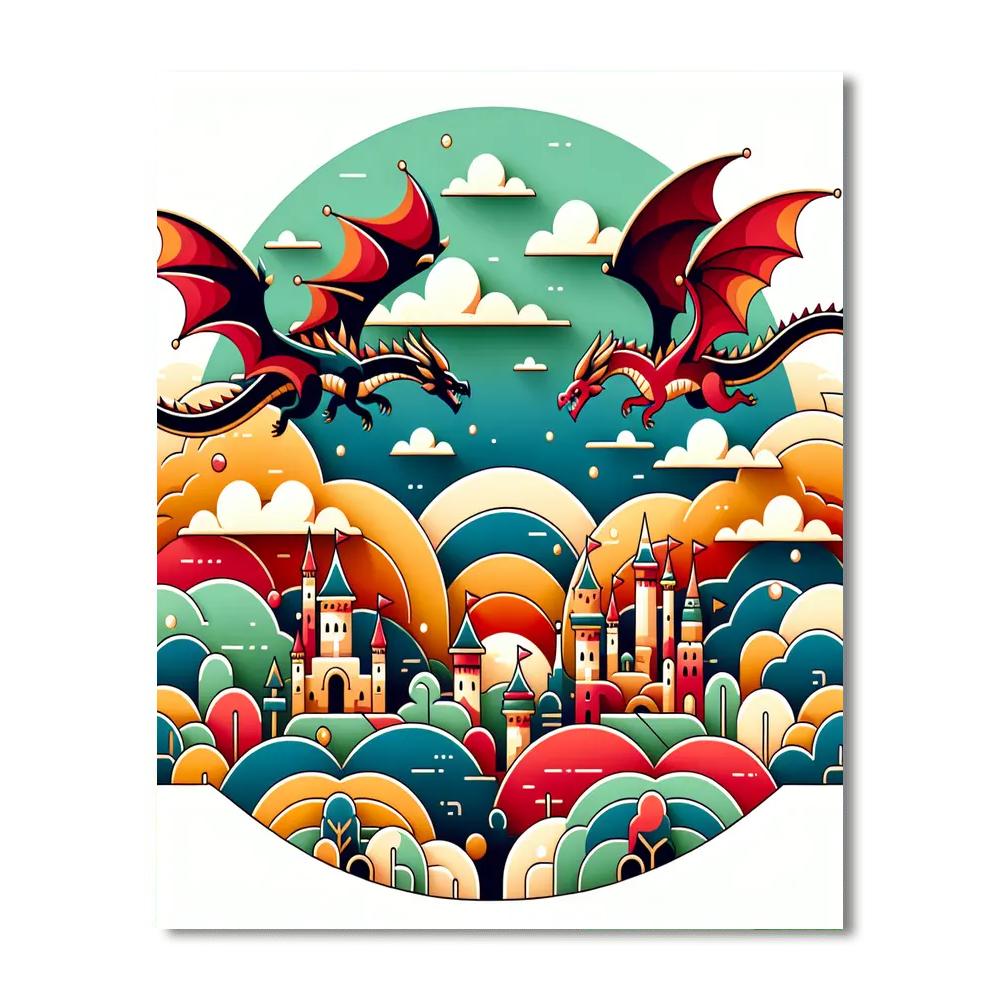 Mythical Dragon Realms Painting Number Kit