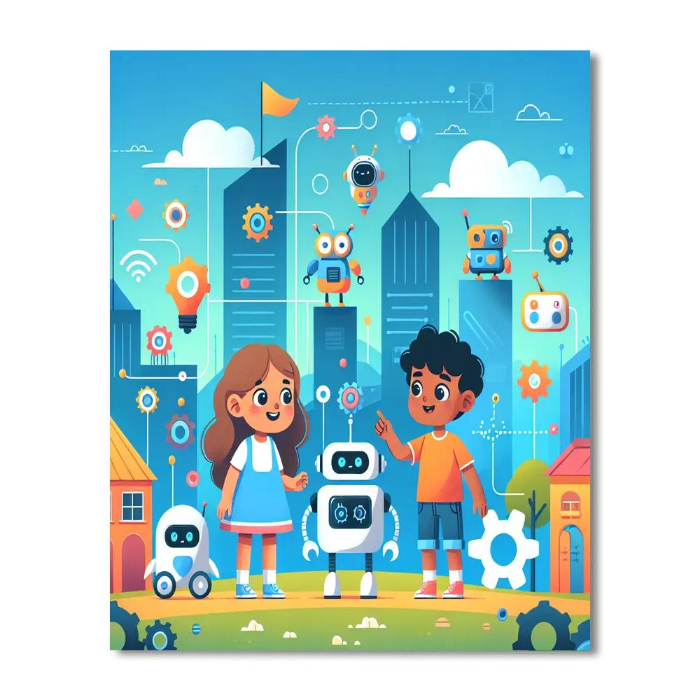 Robot City Adventure Painting Number Kit