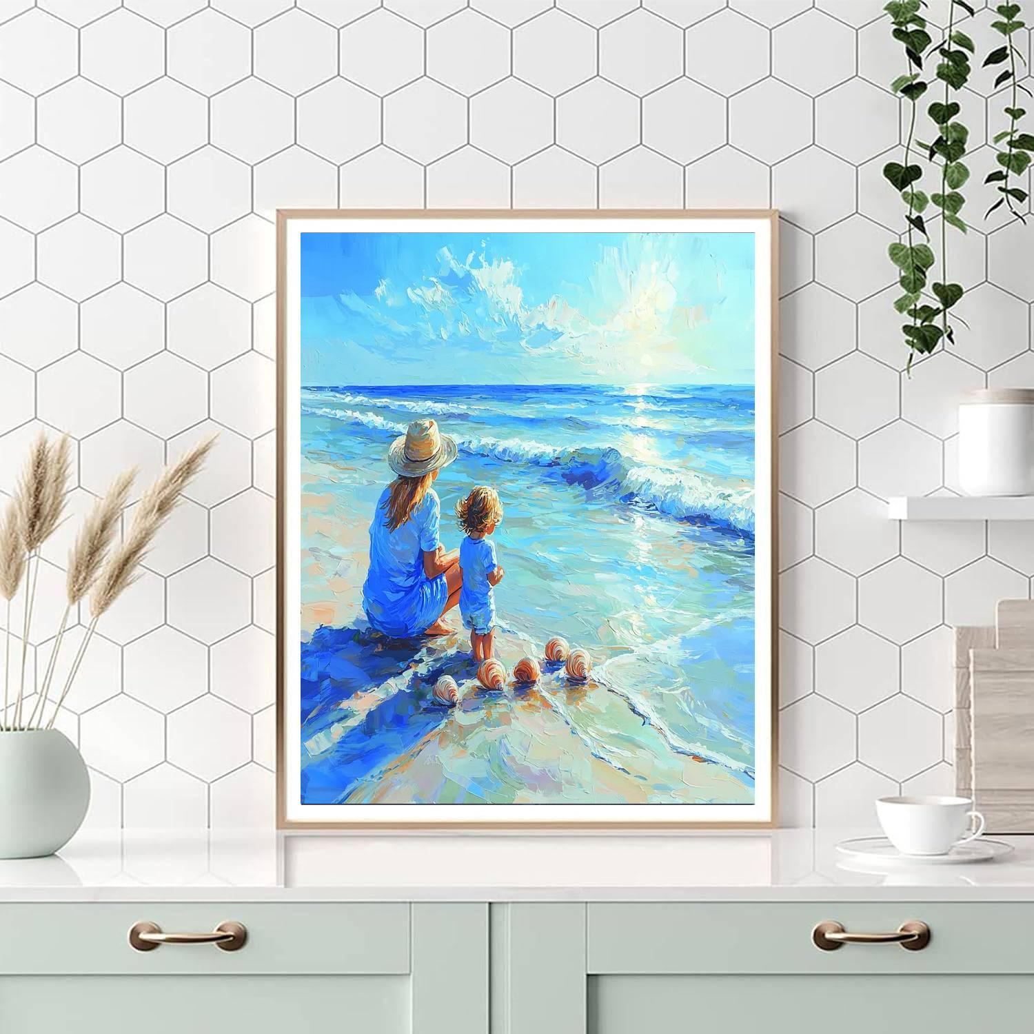 Mother And Child At The Beach DIY Paint By Numbers