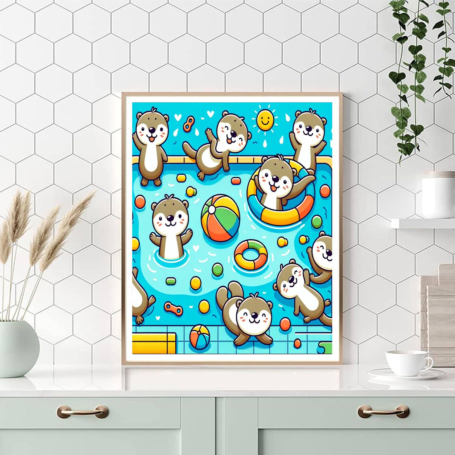 Otter's Playful Pool Party Paint By Numbers