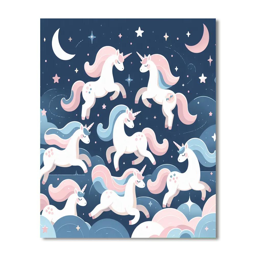 Starlit Unicorn Adventure Paint By Numbers Art