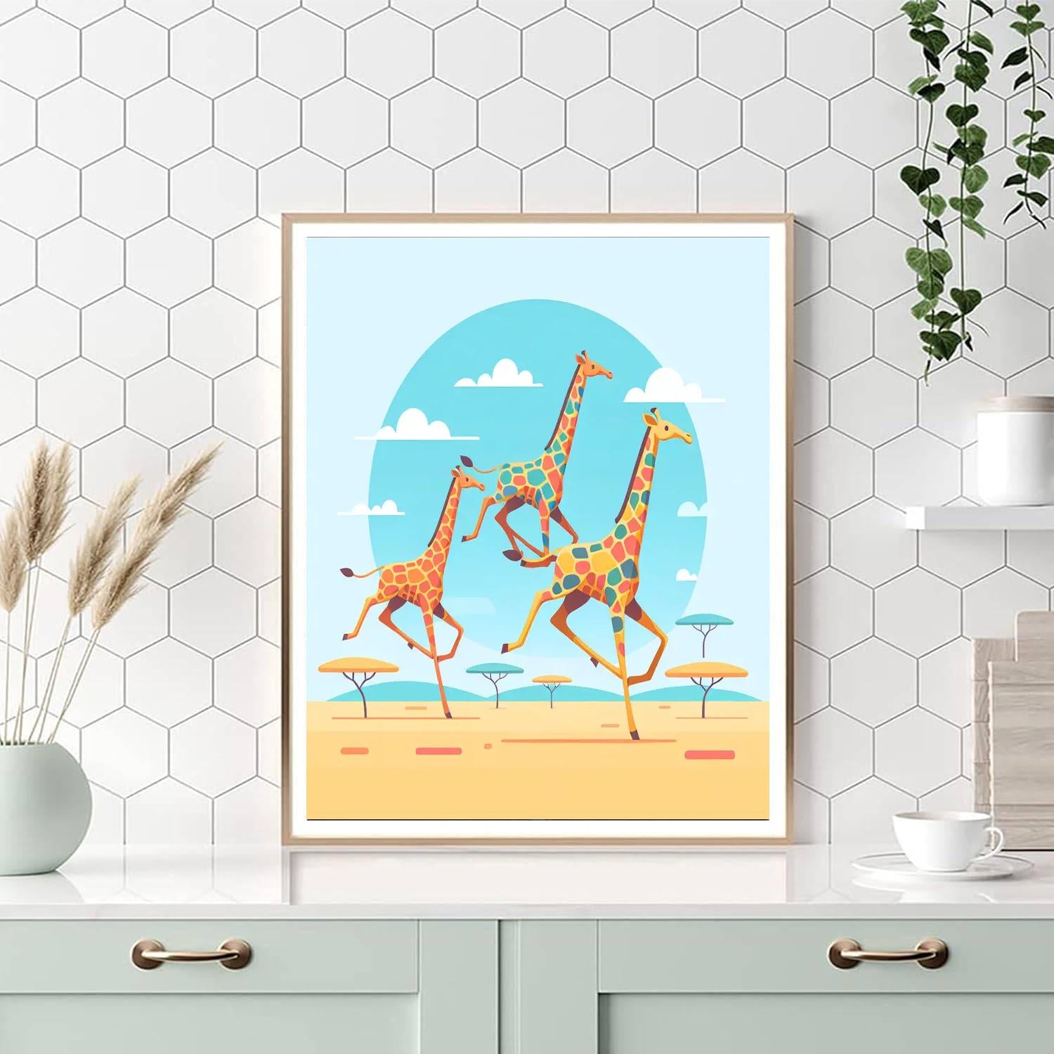 Galloping Giraffe Adventure Paint By Numbers Art