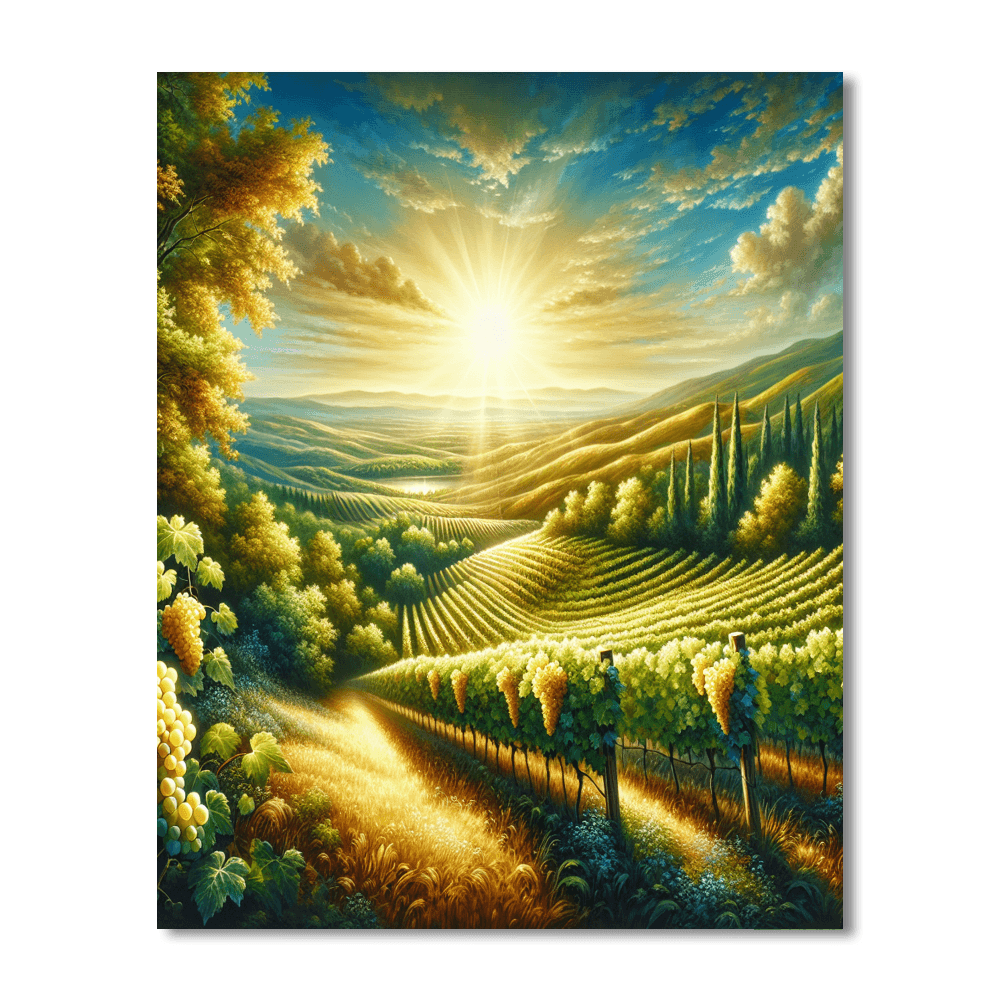 Golden Vineyard Vista Number Painting
