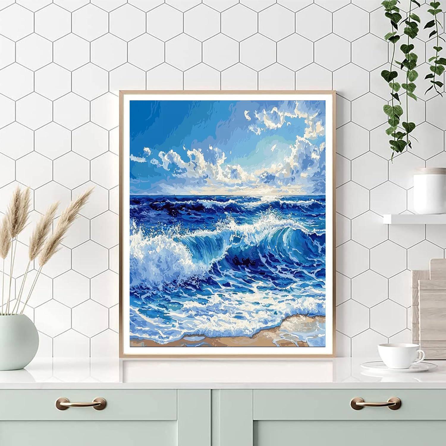 Hokusai Inspired Dance Of The Ocean Waves  Numbered Painting Kits