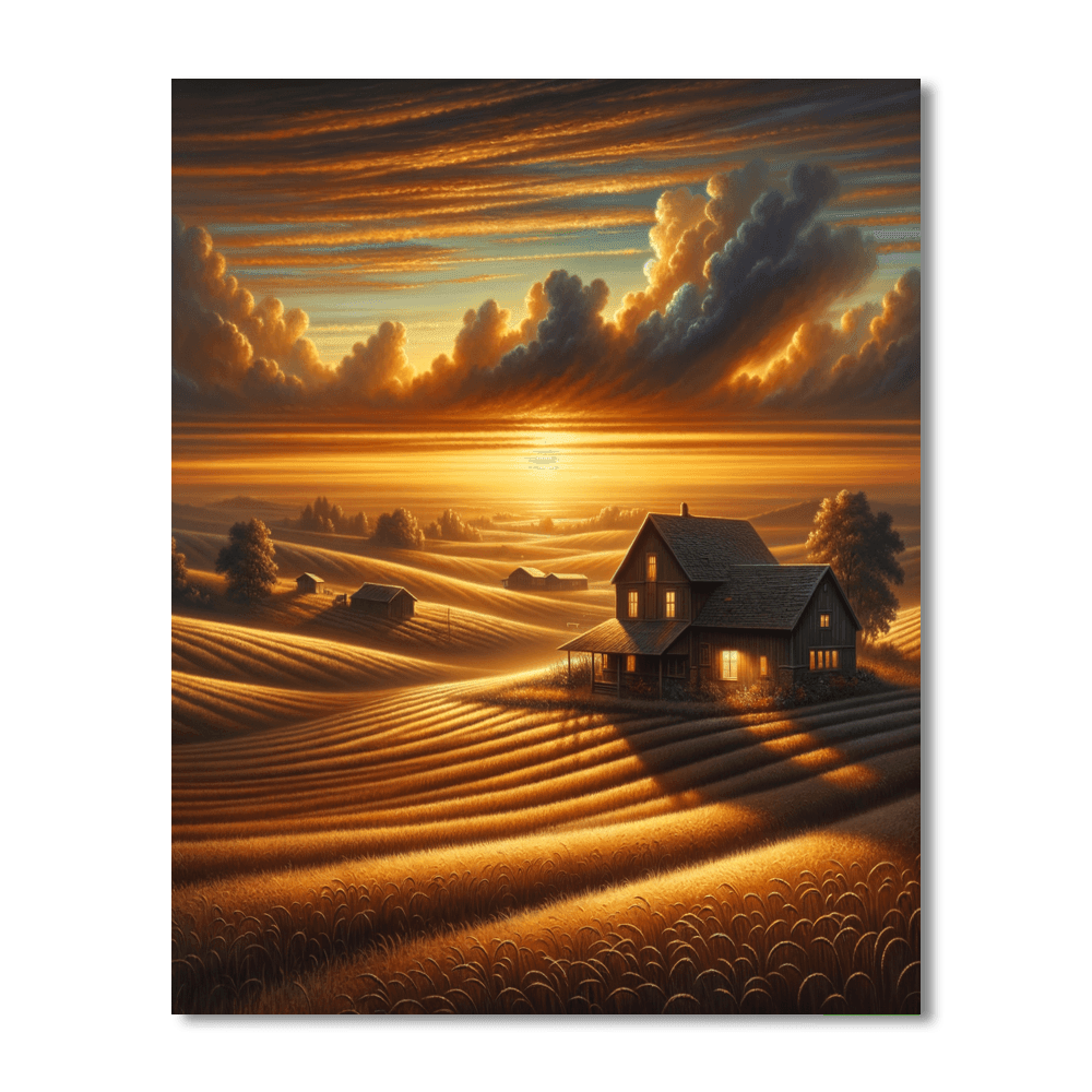 Rustic Farmhouse Evening Paint By Numbers Art