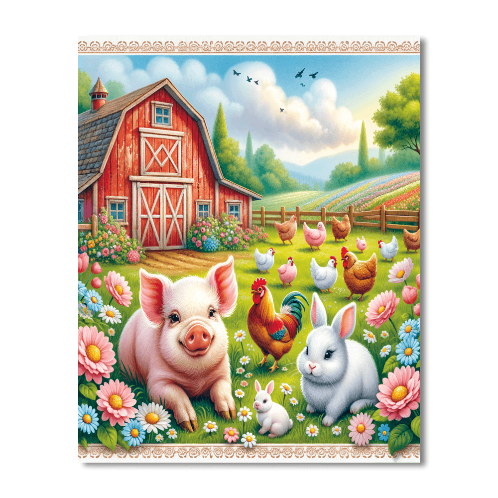 Adorable Farmyard Fun Painting Number Kit
