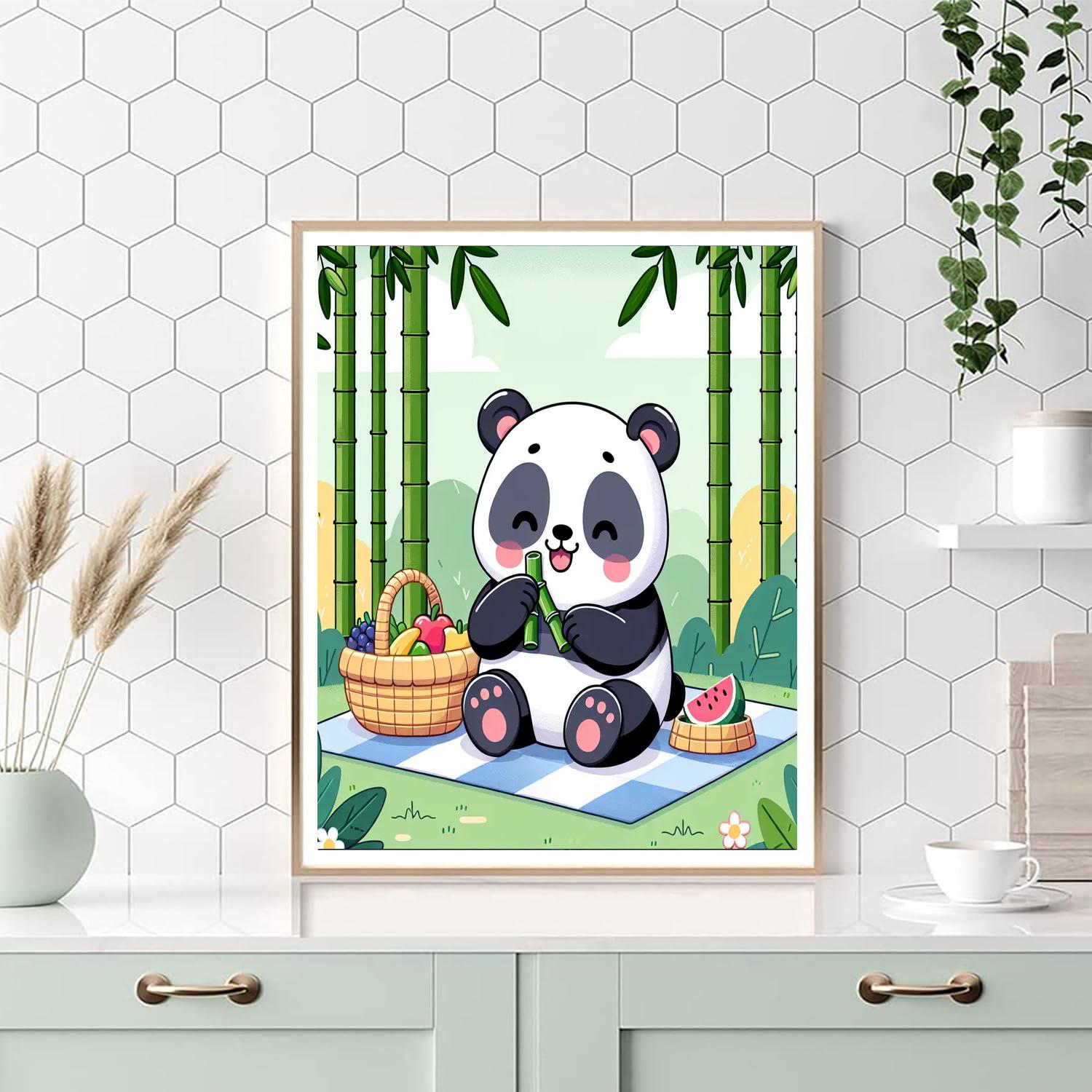 Cheerful Panda Picnic Number Painting