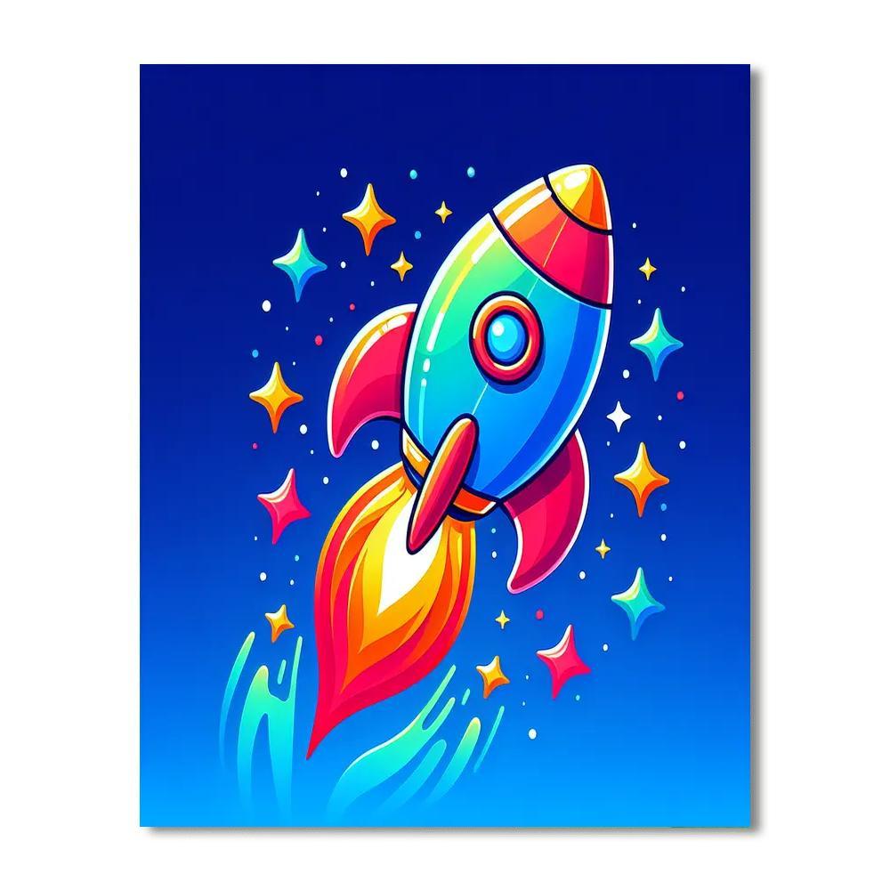 Happy Rocket Launch Numbered Painting Kits