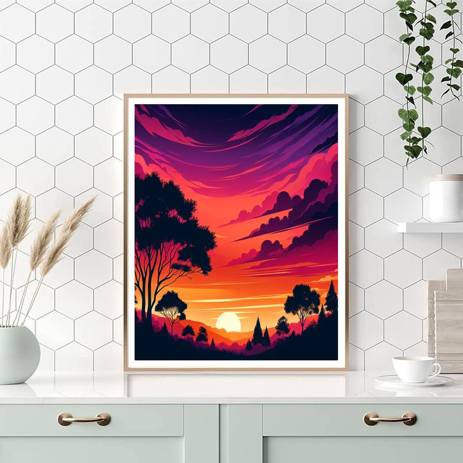 Sunset Silhouette Serenity Painting Number Kit