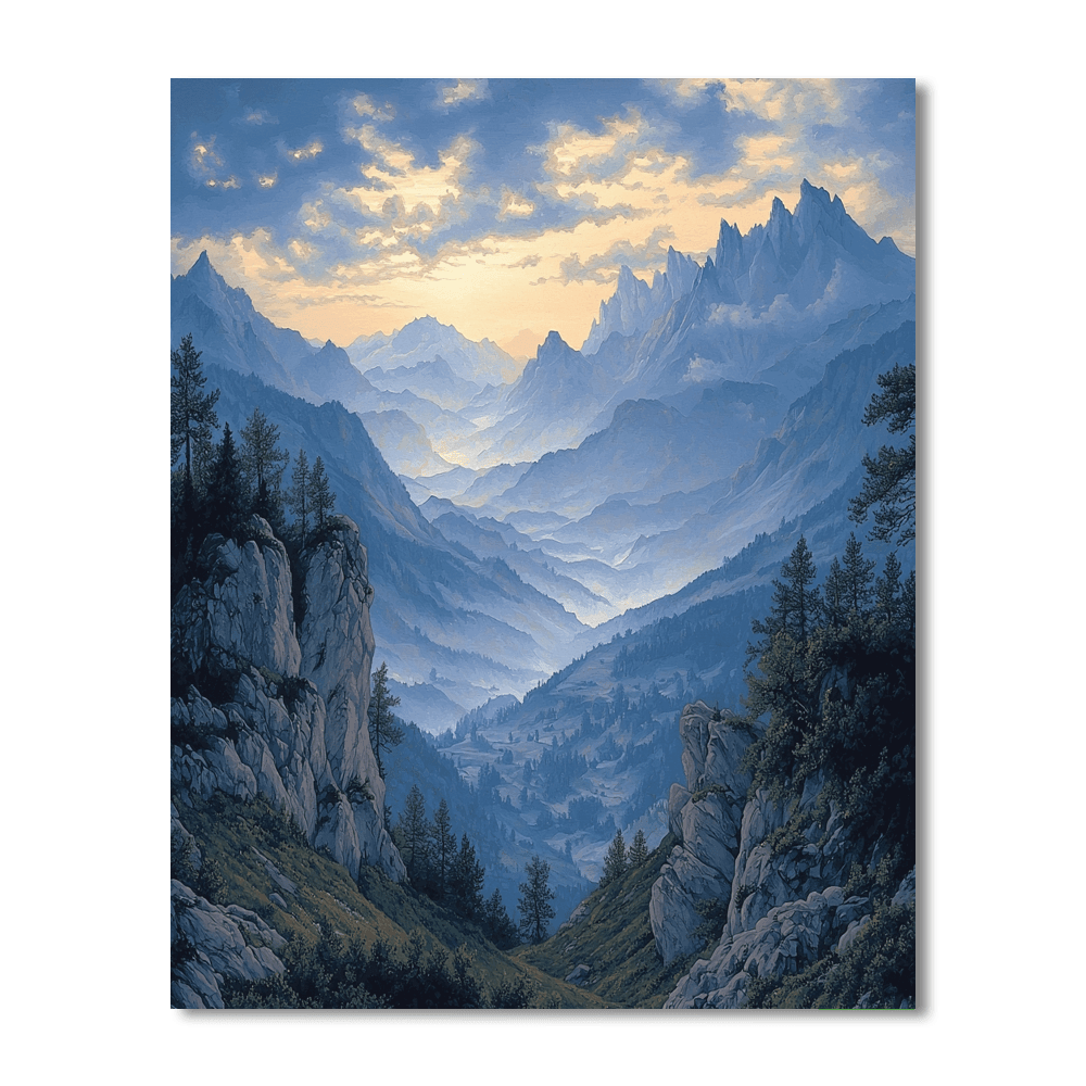 Friedrich Inspired Majestic Mountainscape - DIY Painting By Numbers Kit