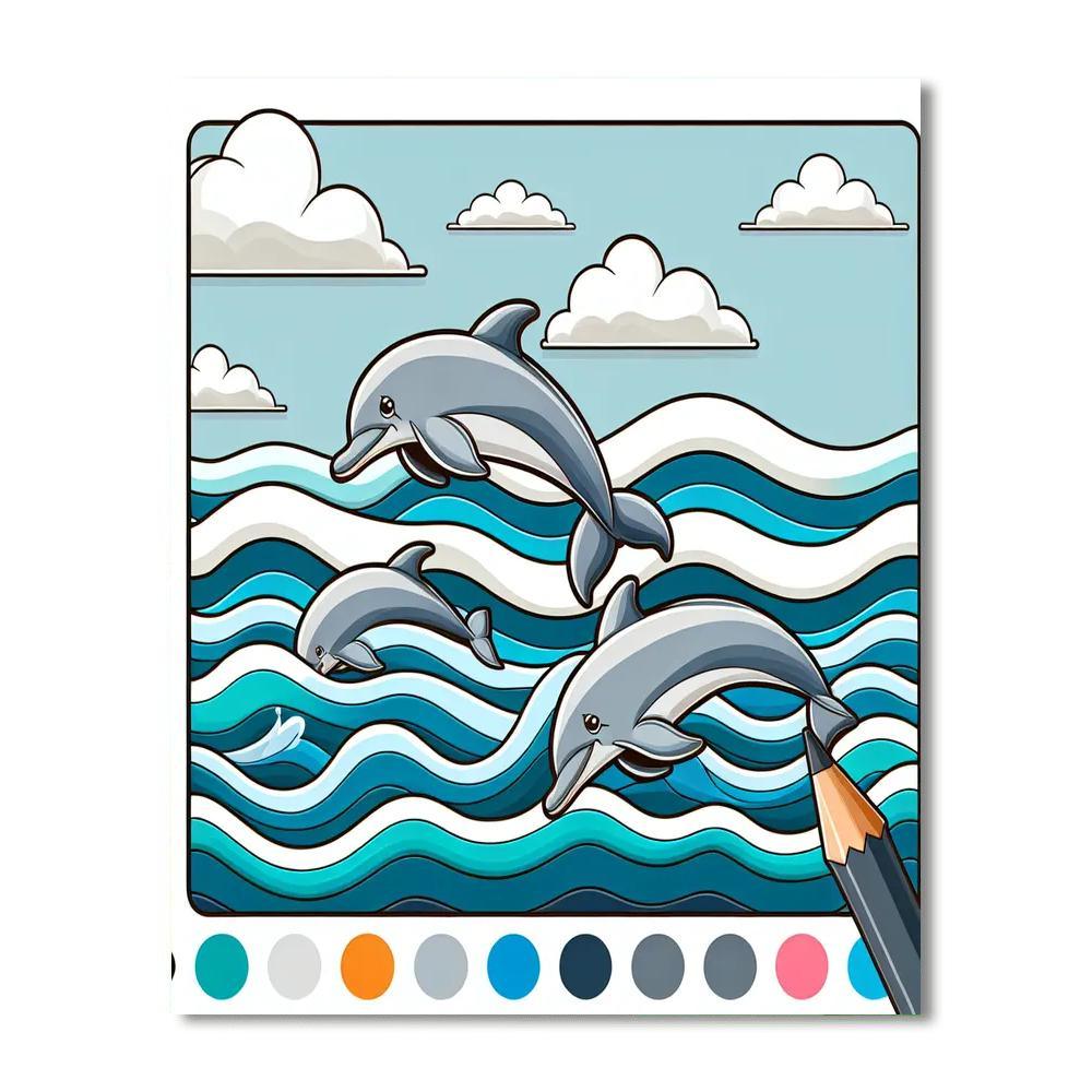 Dolphin Dance Paint By Numbers Art