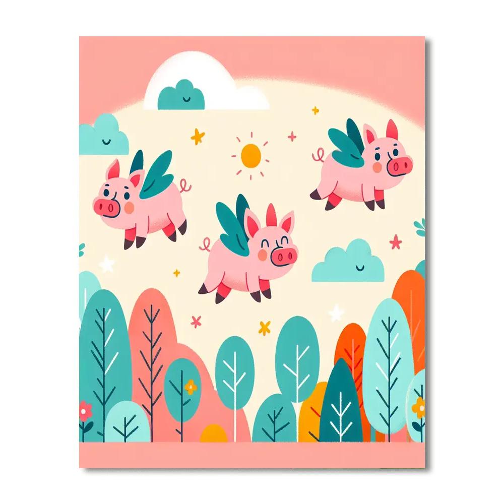 Forest Of Flying Pigs Paint By Numbers