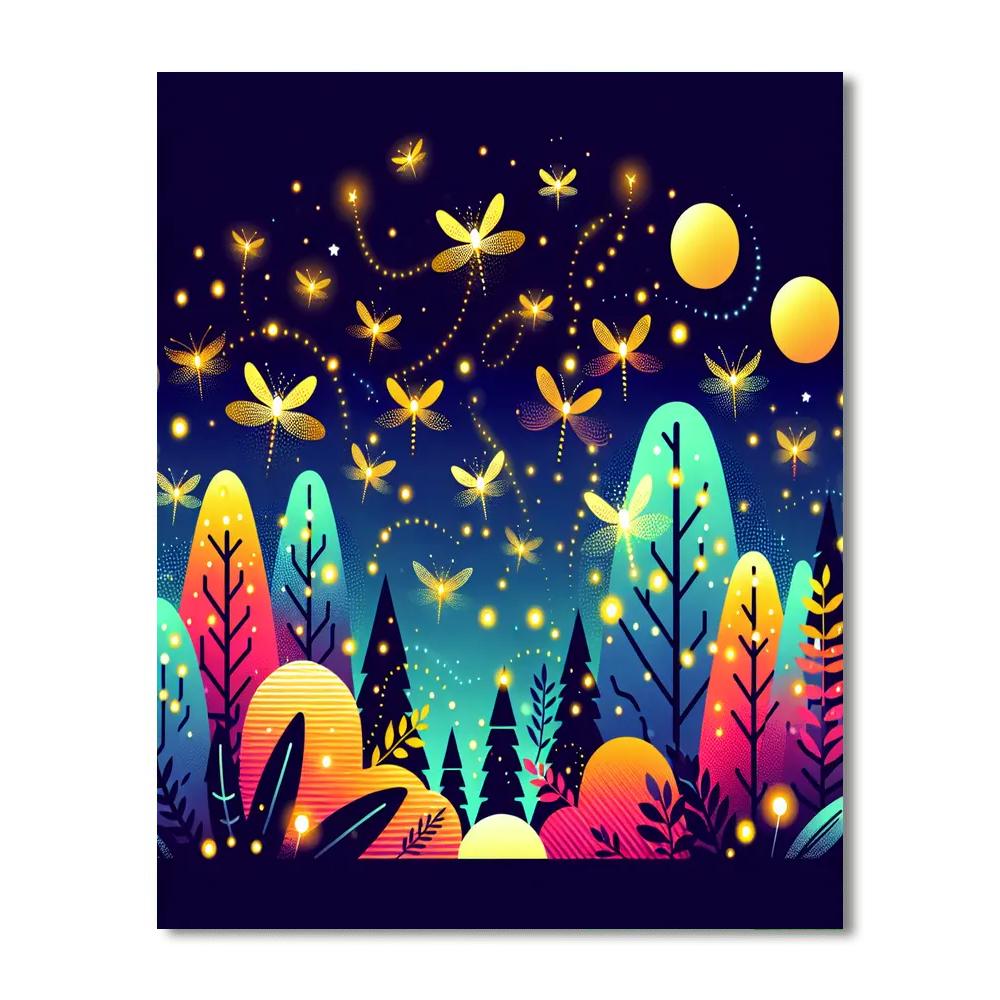 Firefly Festival In The Enchanted Forest Number Painting