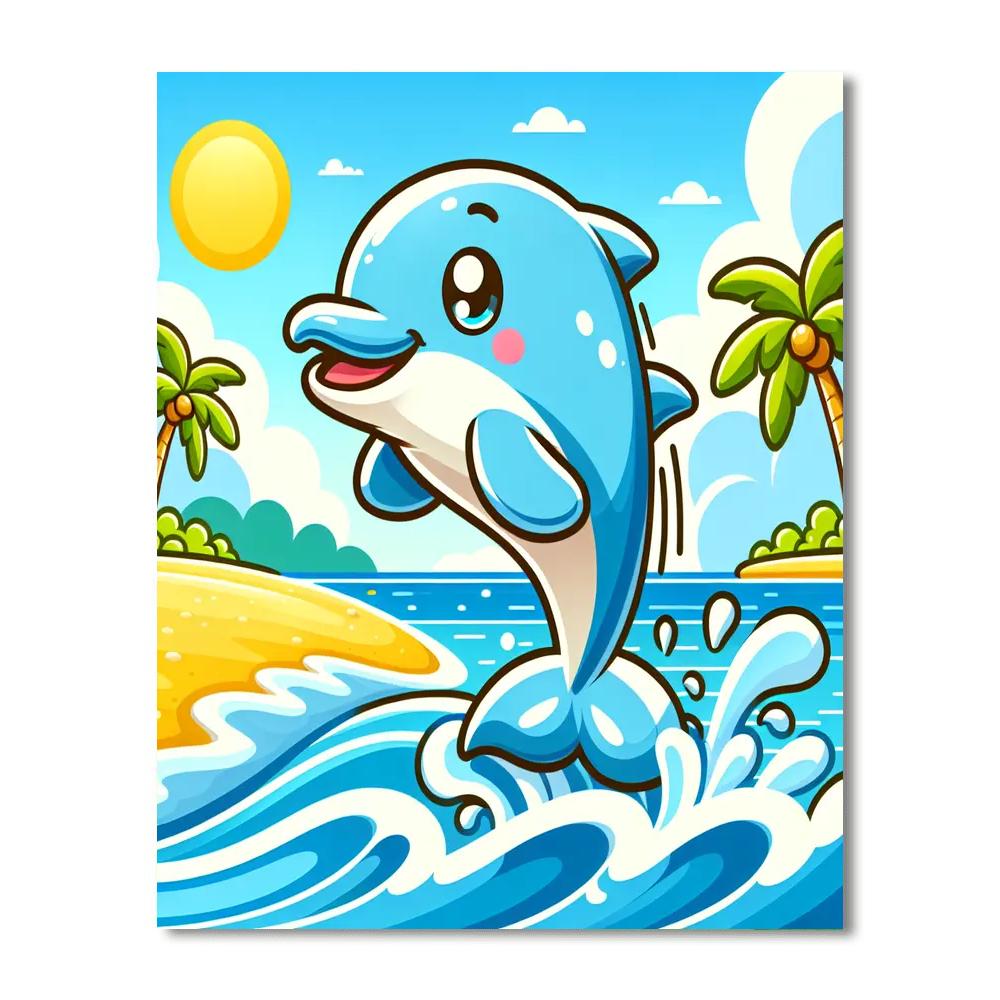 Dolphin's Day At The Beach Painting By Numbers Kit