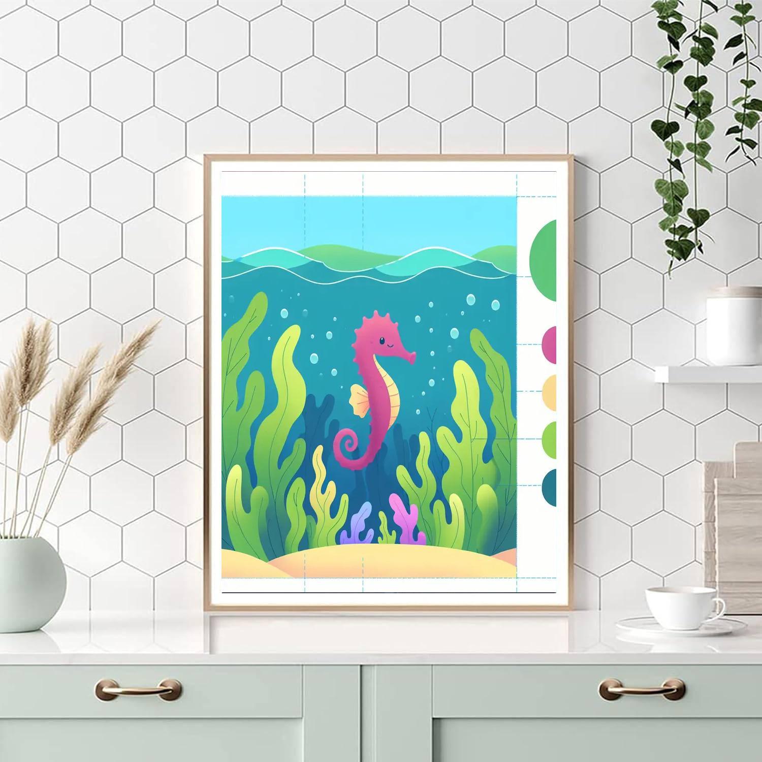 Sassy Seahorse Safari Number Painting