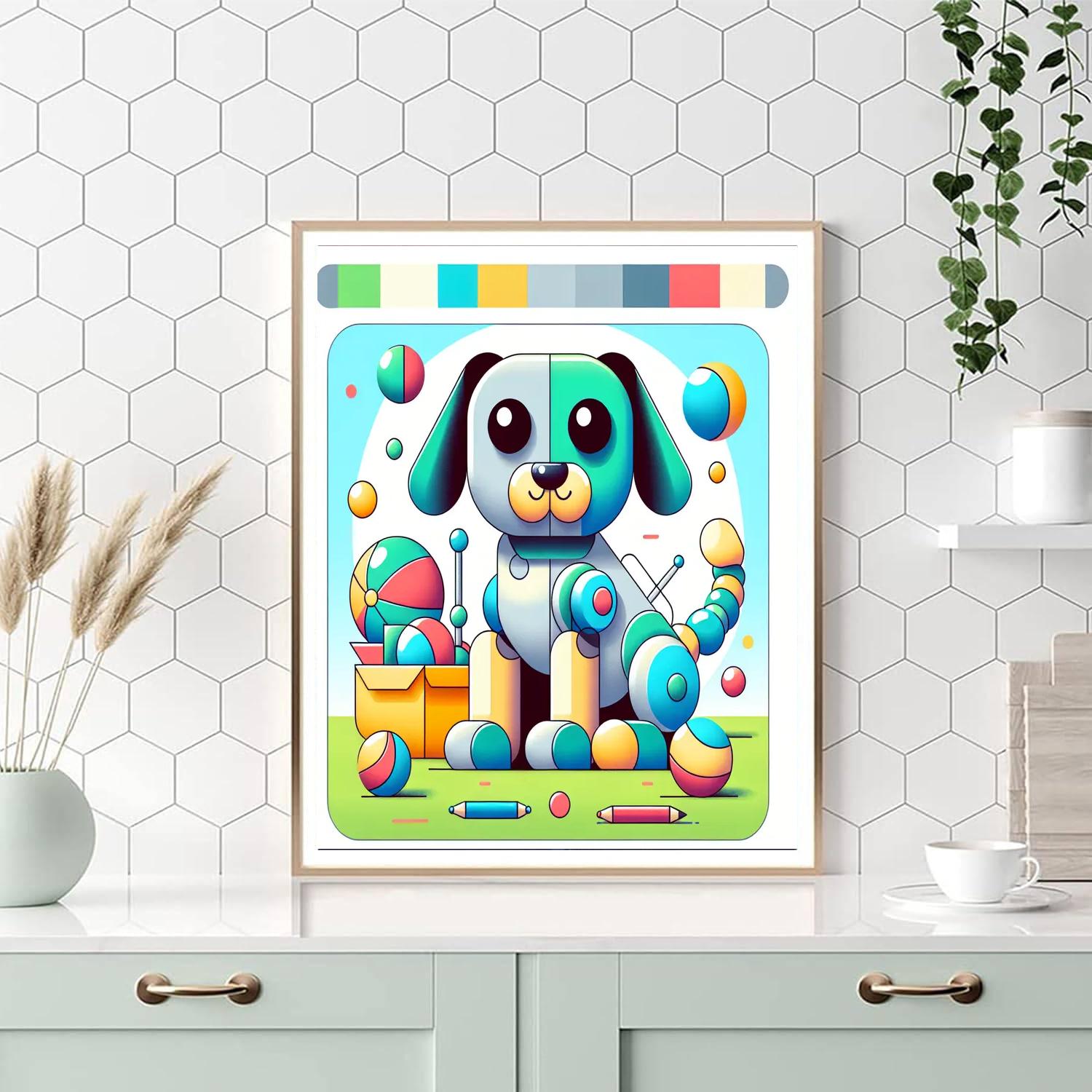 Fun Robot Dog Paint By Numbers