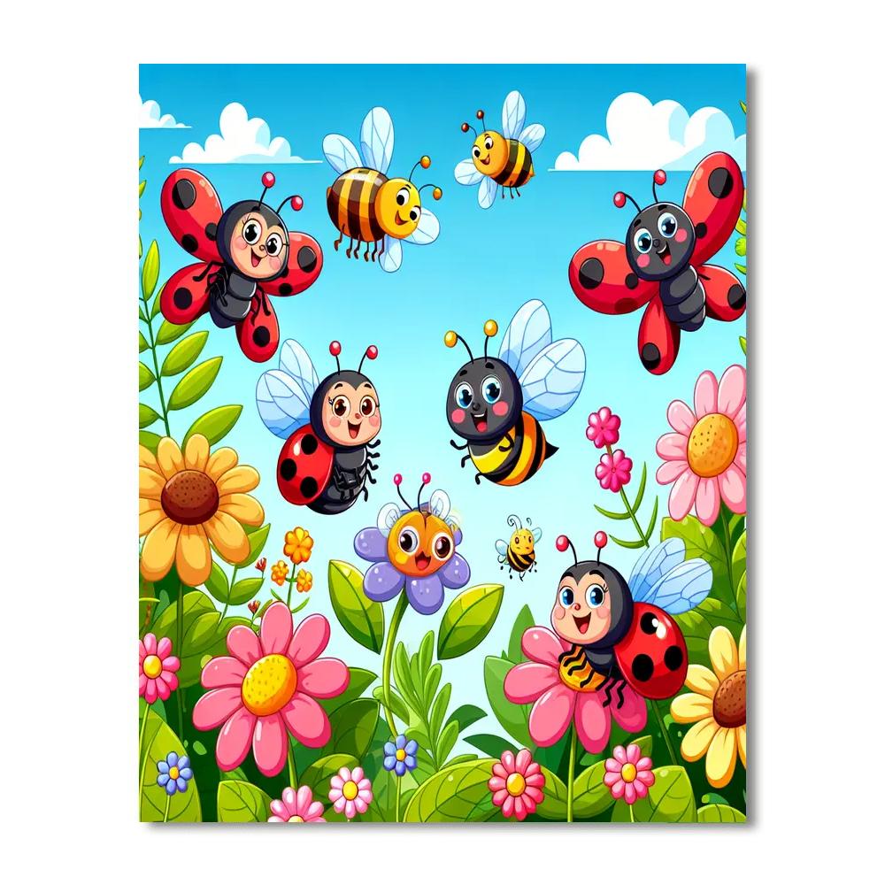 Whimsical Garden Bugs Paint By Number
