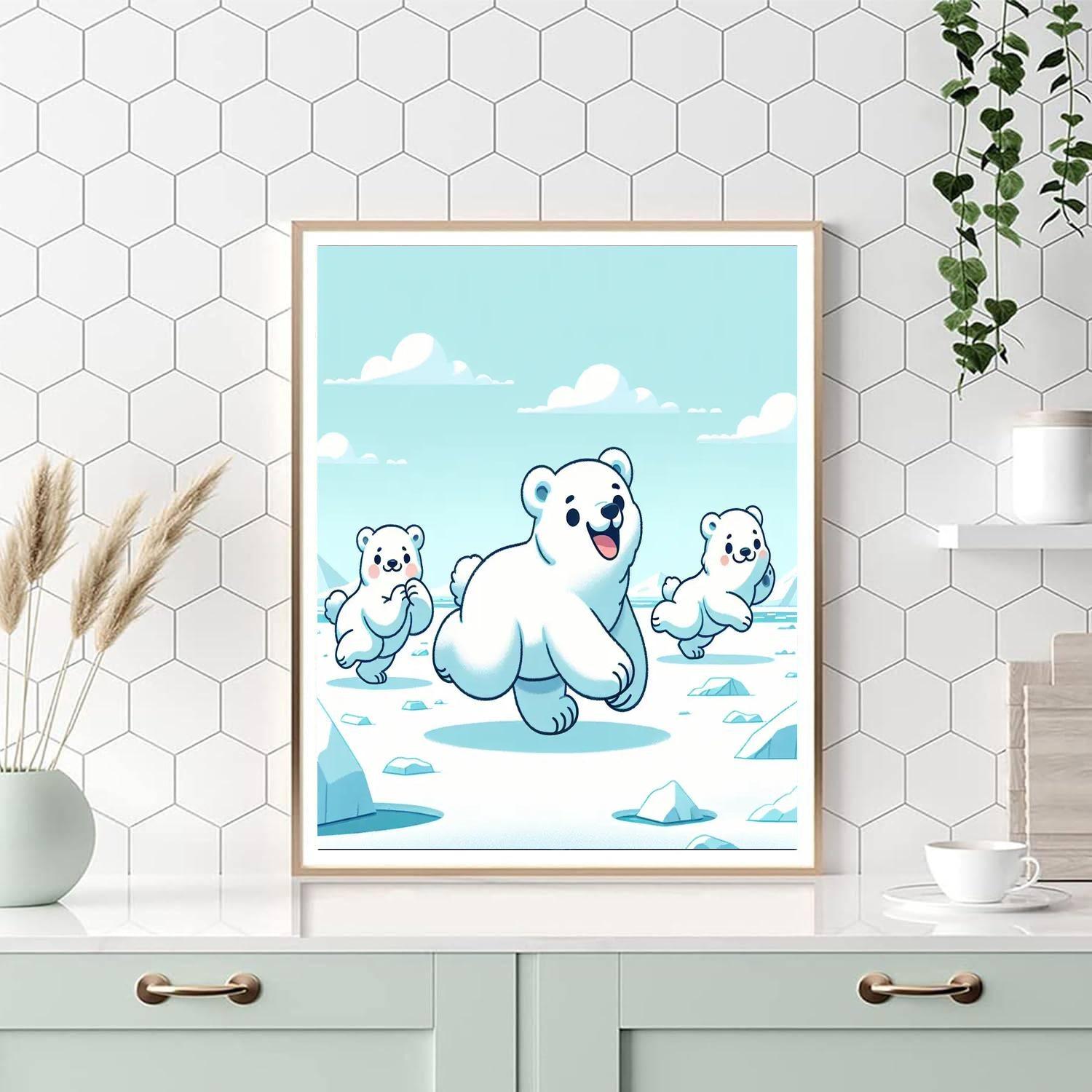Prancing Polar Bear Parade Number Painting