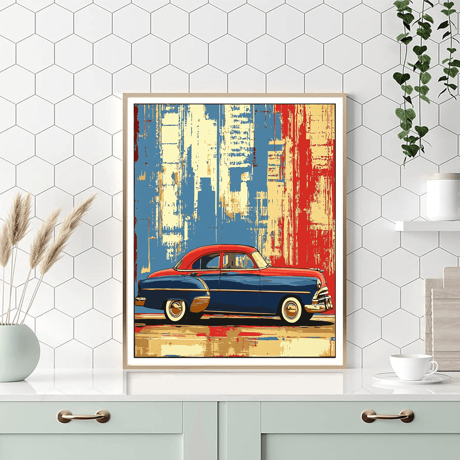 Warhol Inspired Vintage Car Elegance  Paint By Numbers Art