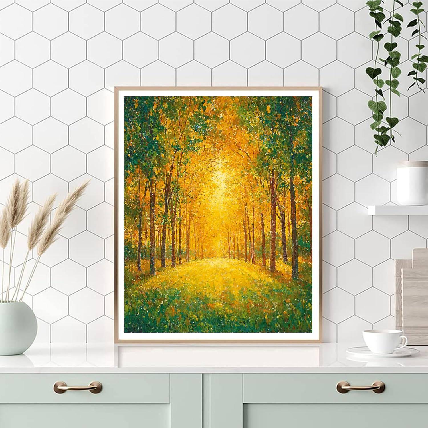 Georges Seurat Inspired Sunlit Forest Canopy  Paint By Numbers Art