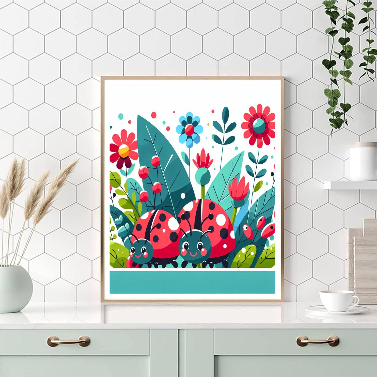 Lively Ladybug Landscape Numbered Painting Kits