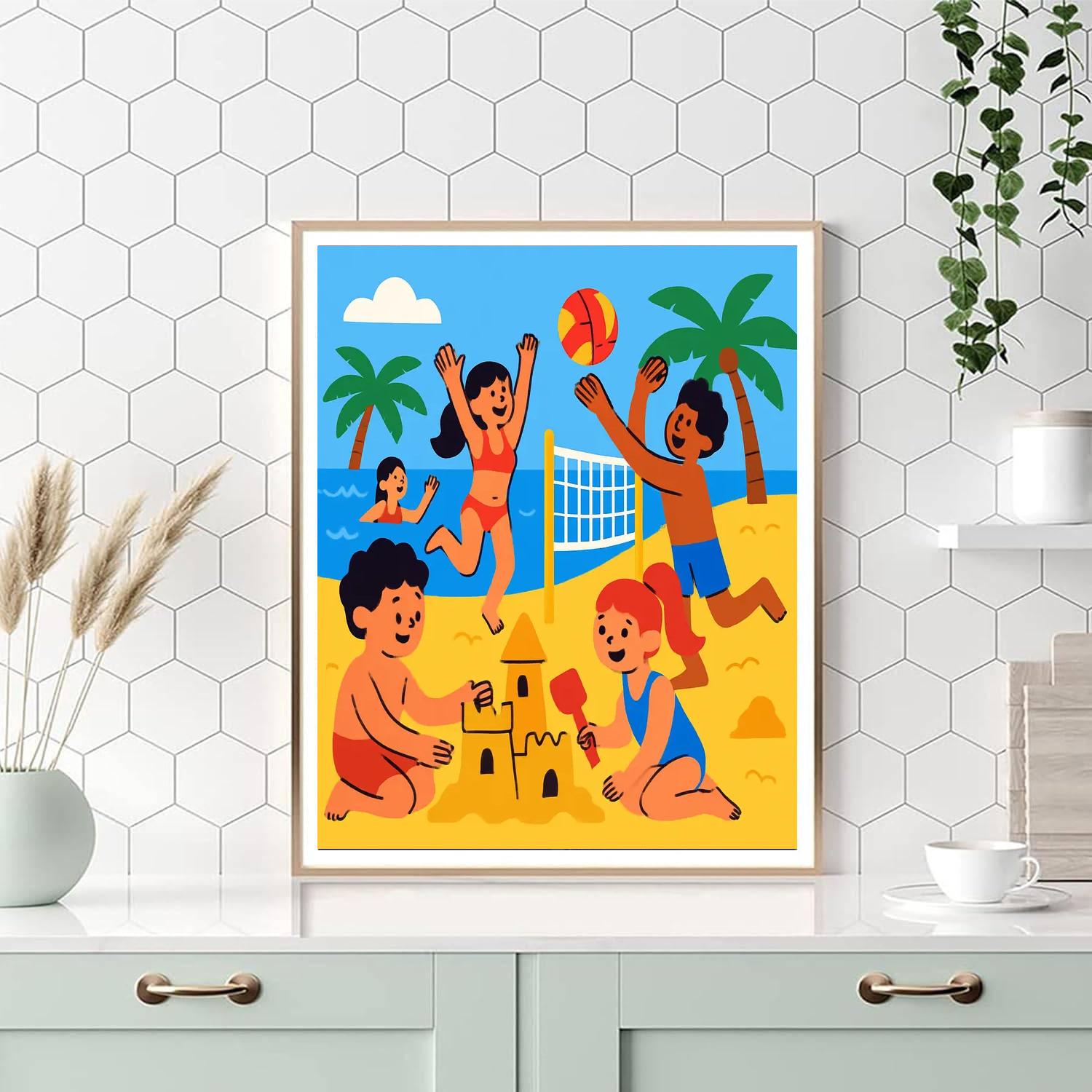 Playful Beach Party DIY Paint By Numbers