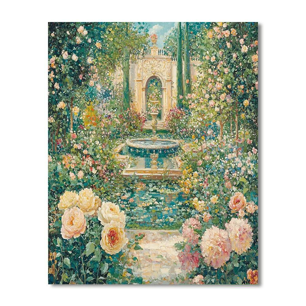 Jean-Honoré Fragonard Inspired Opulent Rococo Garden  Paint By Numbers