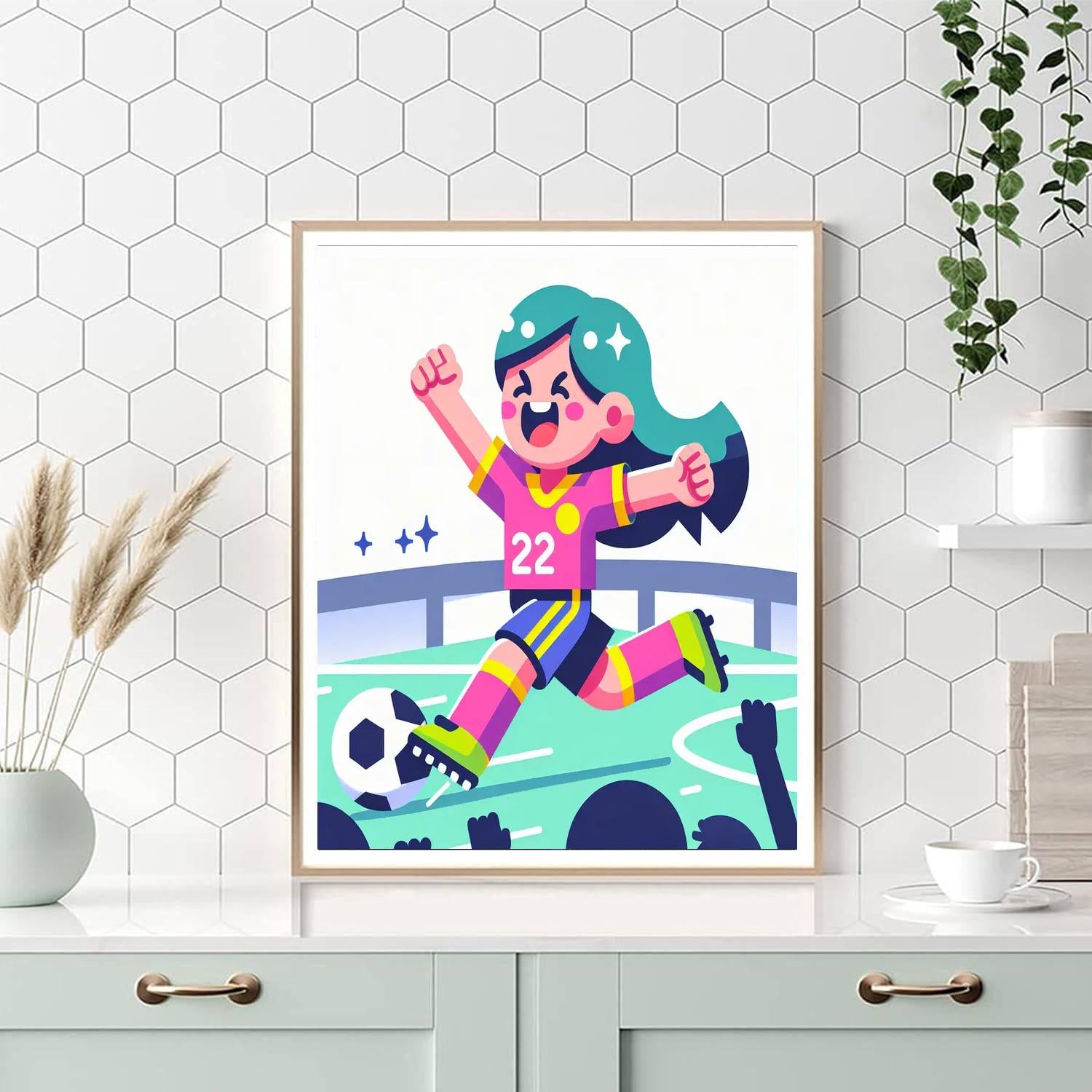 Energetic Football Player Numbered Painting Kits
