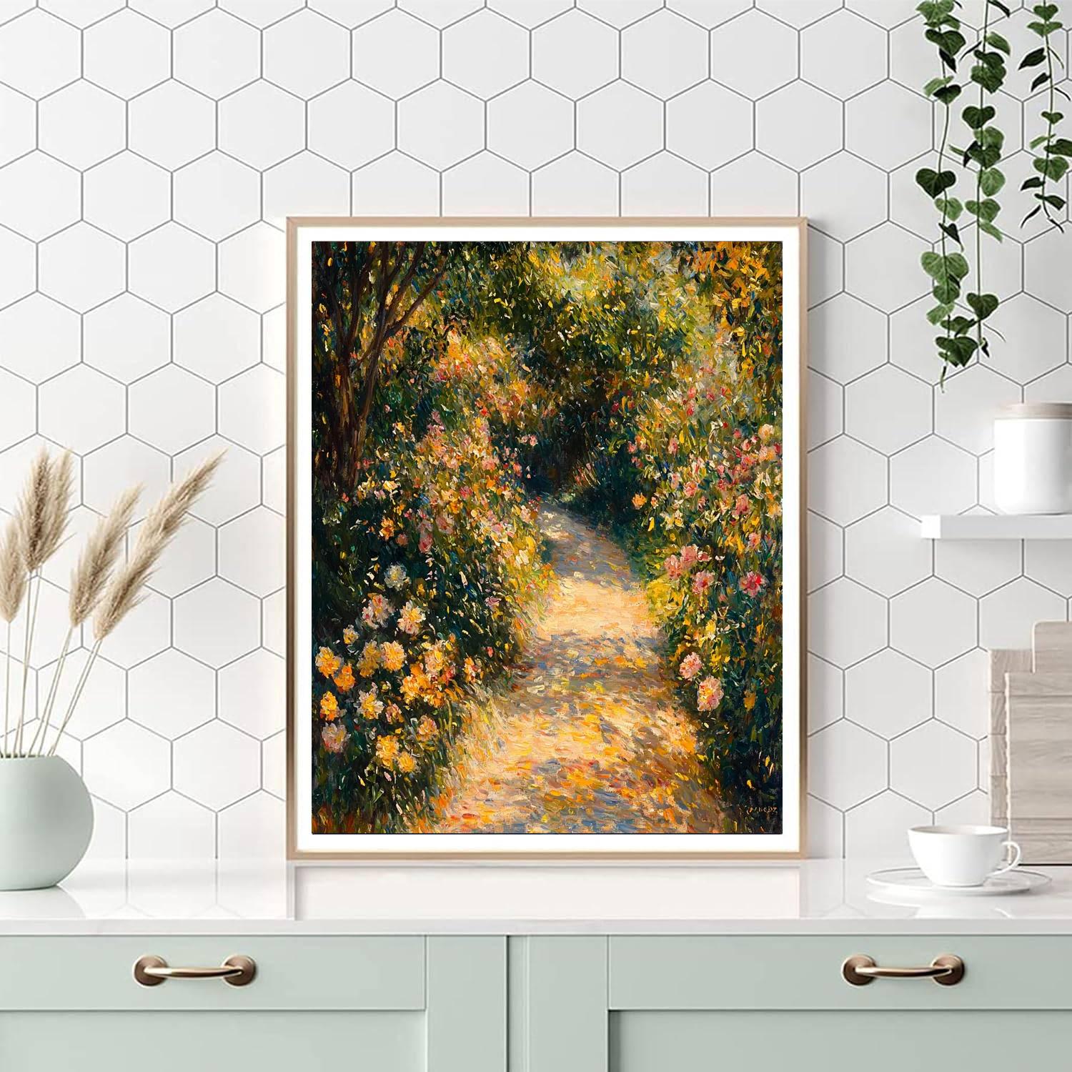 Pierre-Auguste Renoir Inspired Sunlit Garden Path  Number Painting