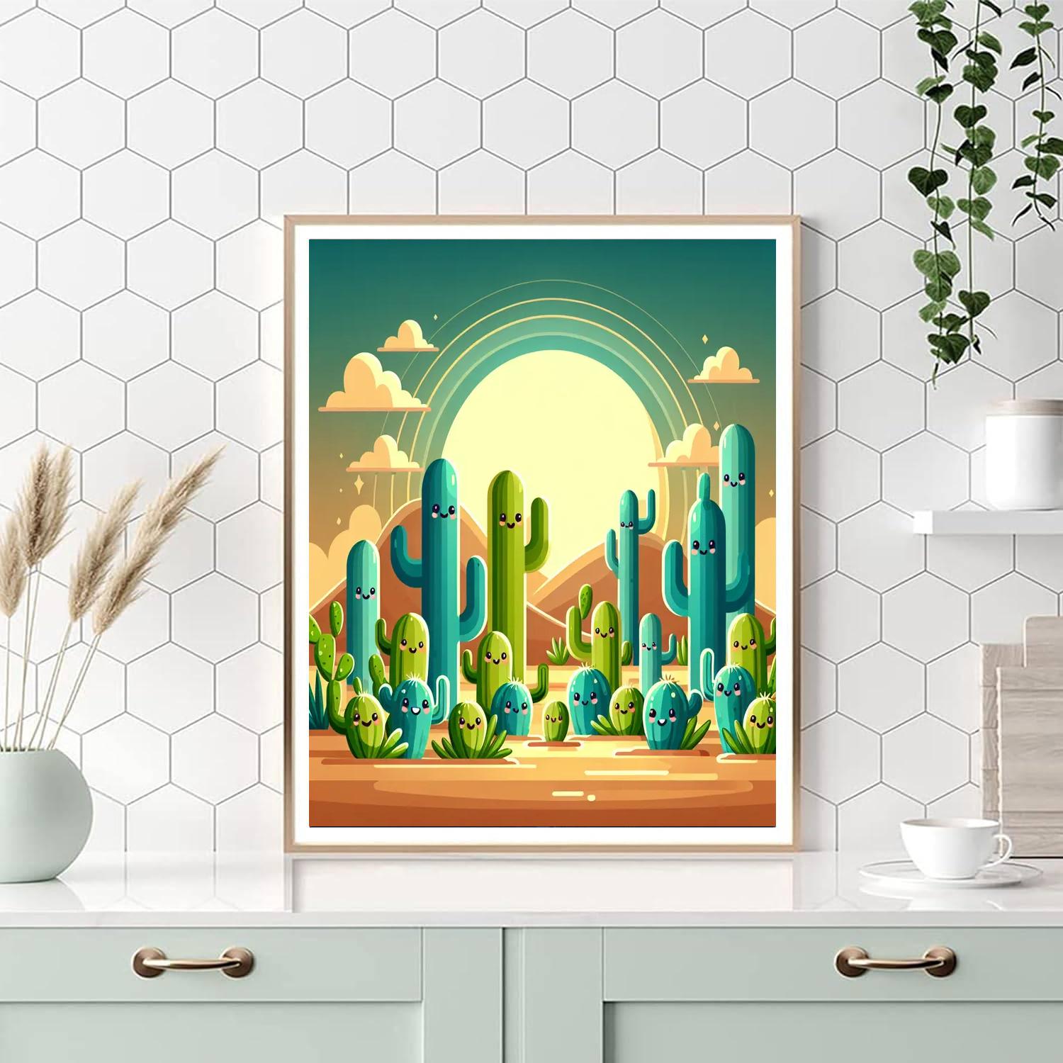 Charming Cactus Land Painting Number Kit