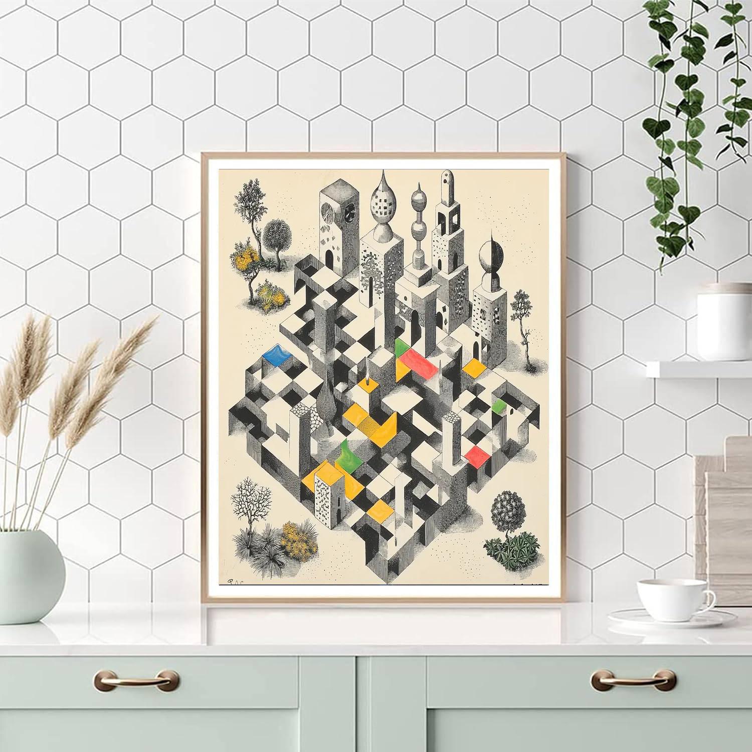 M.C. Escher Inspired Whimsical Geometries  Paint By Numbers