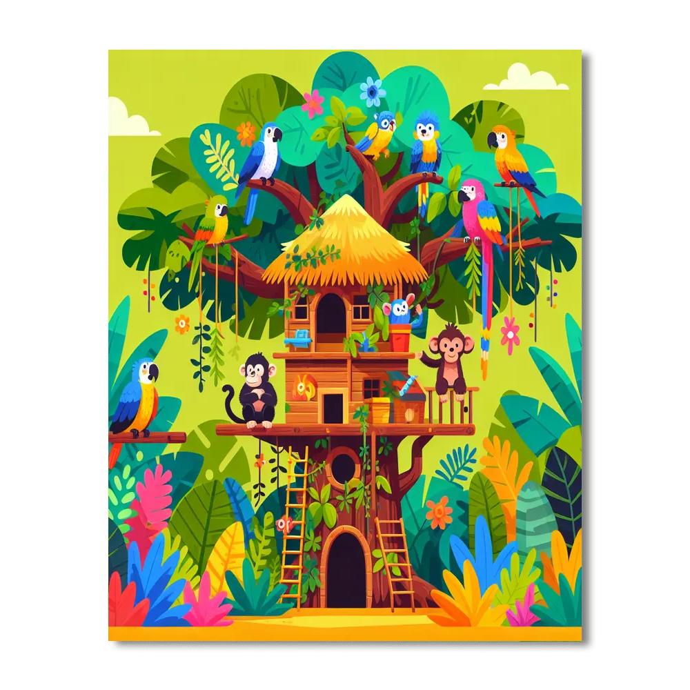 Treehouse Jungle Adventure Paint By Numbers Art