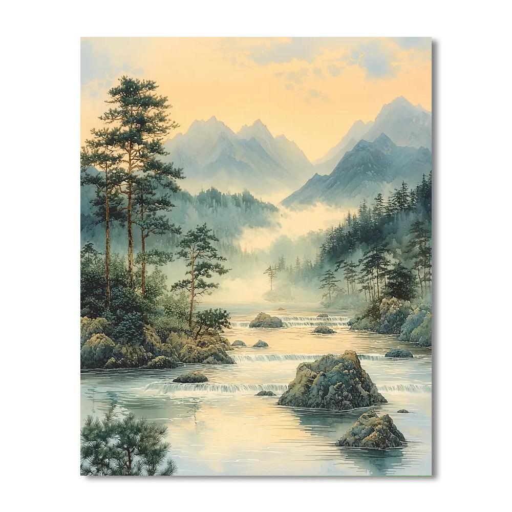 Zhao Mengfu Inspired Harmony Of Rivers  Numbered Painting Kits
