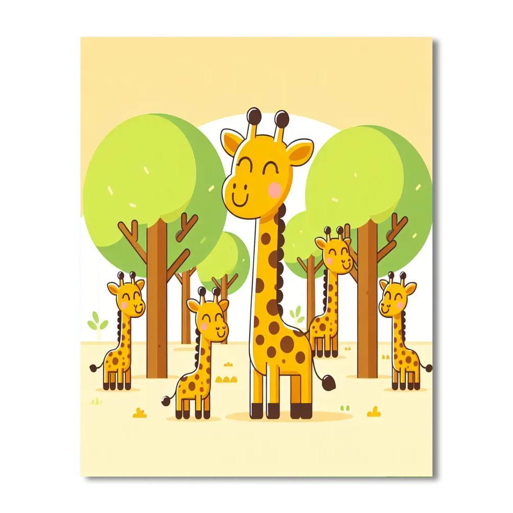 Gleeful Giraffes Paint By Numbers Art