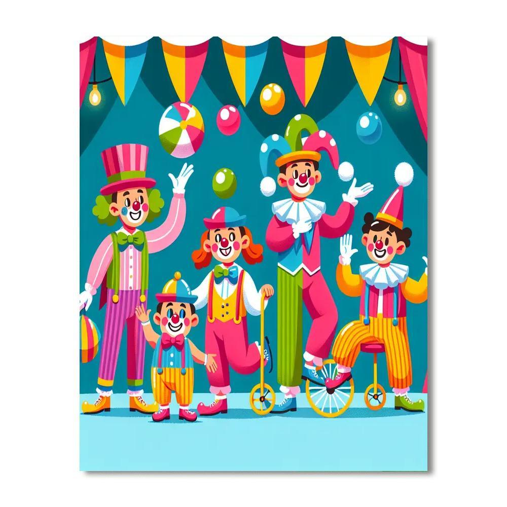 Circus Clown Capers Painting Number Kit