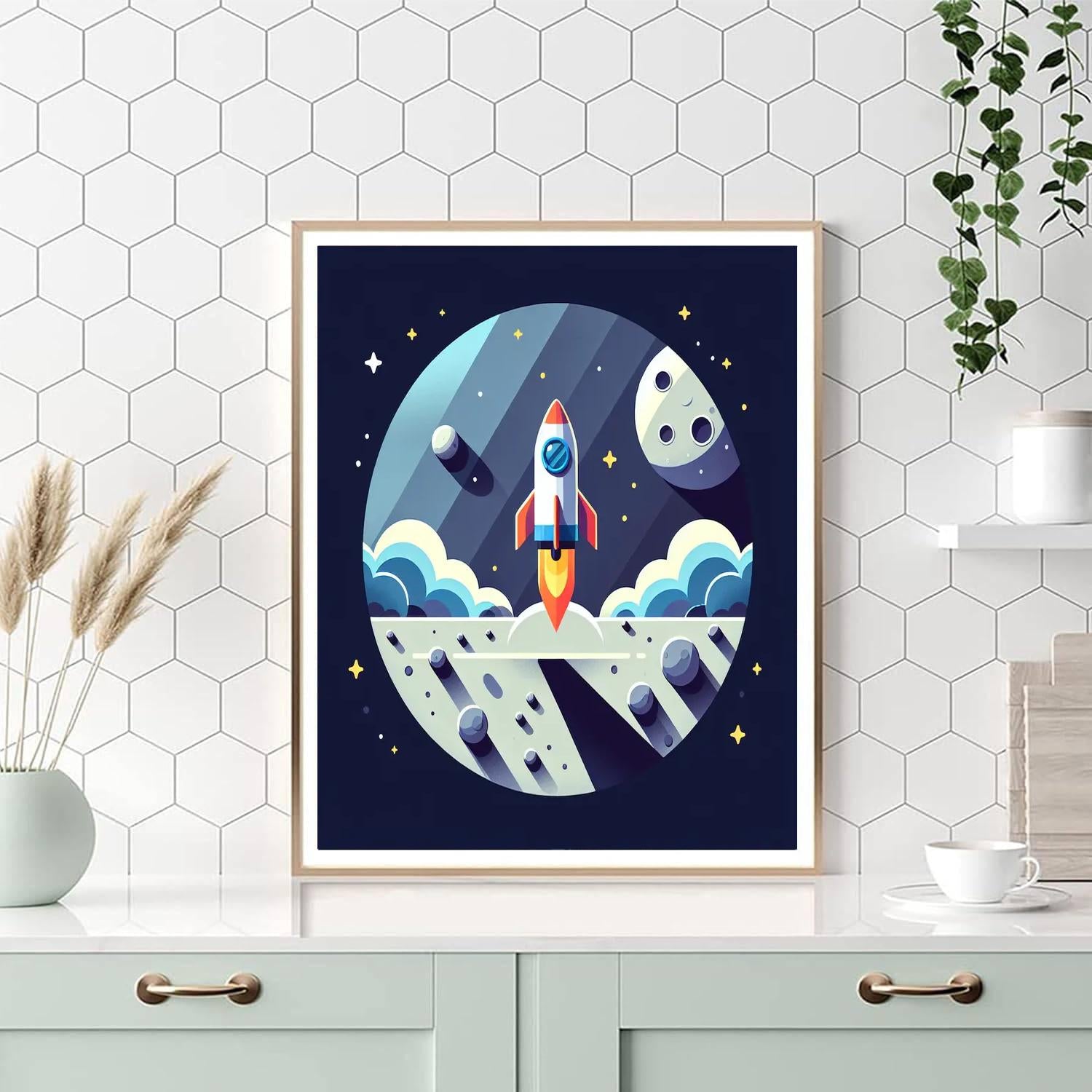 Rocket To The Moon Adventure Paint By Color