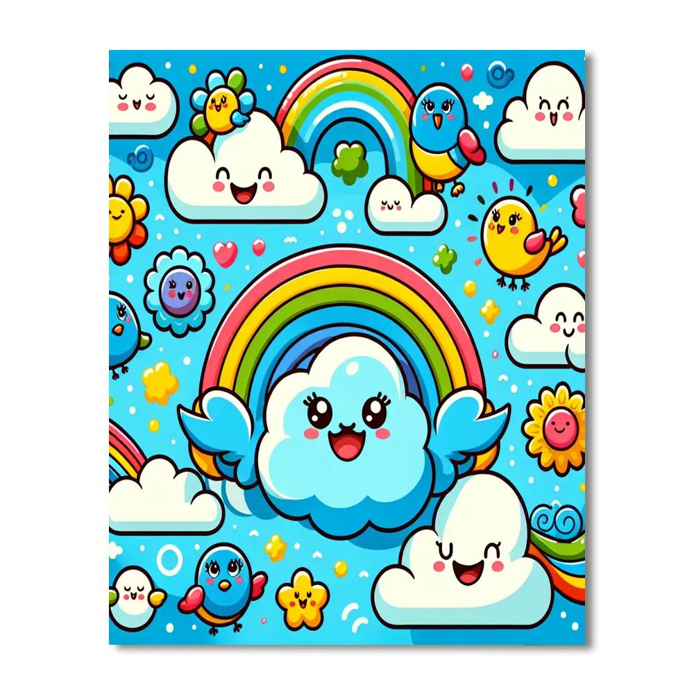 Whimsical Adventures In The Clouds Number Painting